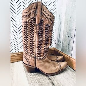 Corral Leather Boots-Size 7.5, Cognac